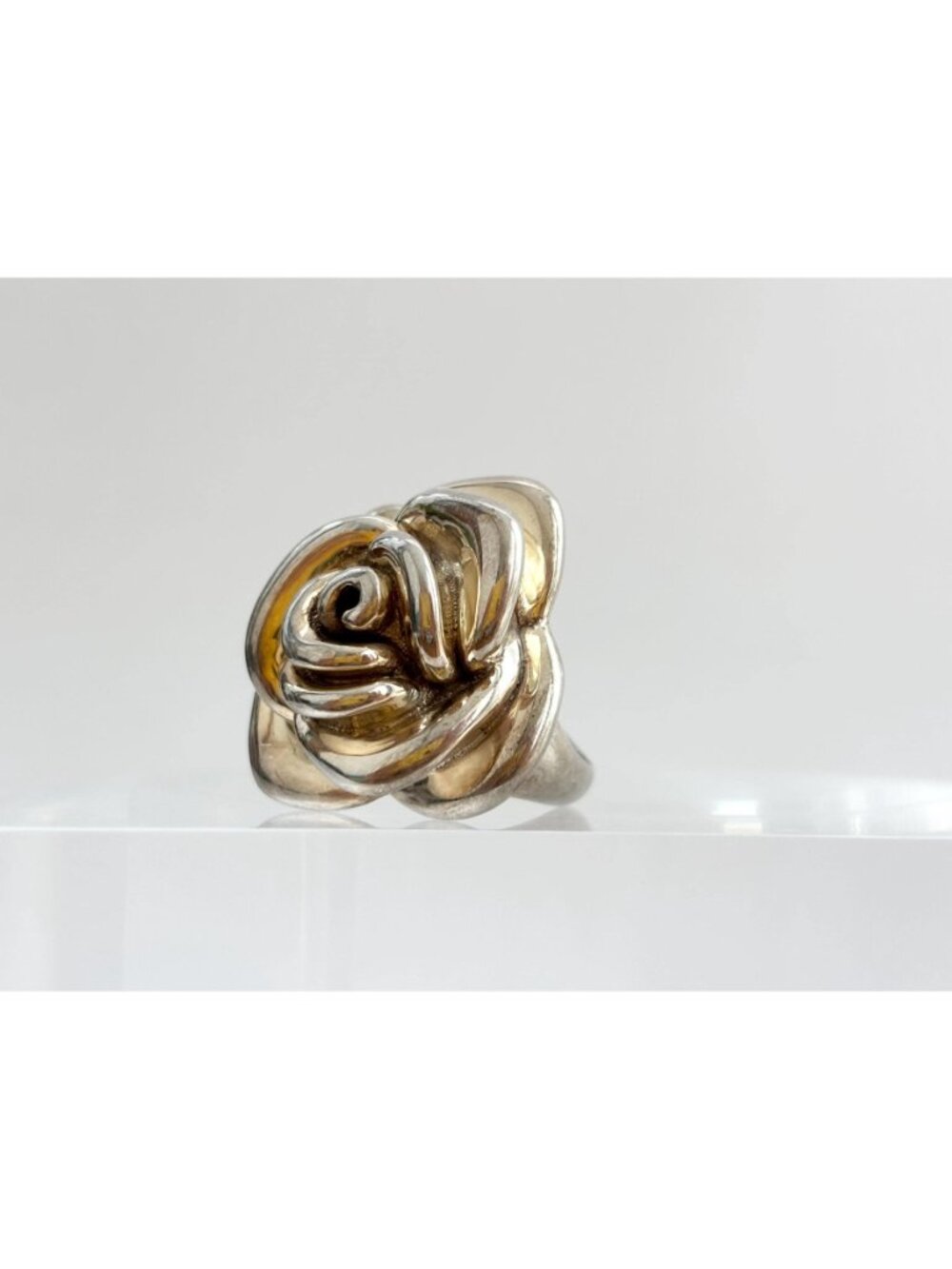 Blooming Rose Floral Beautiful Jumbo Sterling Silver 925 Vintage Ring - sz 7 - Picture 9 of 16